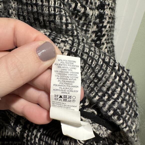 Lucky Brand Black White Tweed Jacket Wool Blend Fringed Edges Size XL - Picture 5 of 6